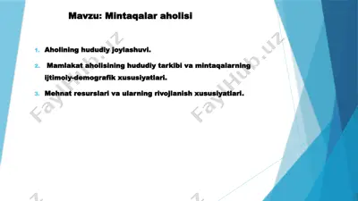 mintaqalar aholisi — PPTX
