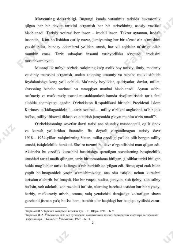 ovetlarning bosqinchilik urushlari tarixi madh qilingan, tarix bir tomonlama bitilgan, g‘oliblar tarixi bitilgan holda mag‘lublar tarixi kafanga o‘rab berkitib qo‘yilgan edi. biroq oyni etak bilan yopib bo‘lmaganidek yaqin o‘tmishimizdagi ana shu istiqlol uchun kurashni tarixdan o‘chirib bo‘lmaydi. har bir voqea, hodisa, jarayon, xoh ijobiy, xoh salbiy bo‘lsin, xoh adolatli, xoh razolatli bo‘lsin, ularning barchasi ustidan har bir siyosiy, harbiy, mafkuraviy arbob, omma, xalq yetakchisi darajasiga ko‘tarilgan shaxs garchand jisman yo‘q bo‘lsa ham, barabir ular haqidagi bor haqiqat aytilishi zarur. bunday shakllar tarix uchun hamisha barhayotdir. ulardan yangidan-yangi avlodlar ibrat va bahra oladi, ularga taqlid qiladi, yaxshilari bilan farqlanadi, yomonlardan nafratlanadi. qolaversa tarix shaxssiz bo‘lmaydi. har bir tarixning egasi bo‘ladi. shu nuqtai nazardan qaralganda bizning ona tariximizning ko‘pdan-ko‘p sahifalari, tarixiy voqealari va ularning qahramonlari hali-hanuz o‘rganilganicha yo‘q. tariximizning ana shunday kemtik qirralaridan biri 1918–1934-yillarda vatan, millat ozodligi, erku hurriyat uchun olib borgan mardonavor qurolli kurash tarixidir. bizningcha shu o‘rinda 1918–1924-yillarda farg‘ona …