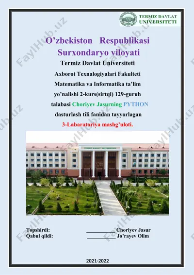 python dasturlash tili labaratoriya ishi — DOCX