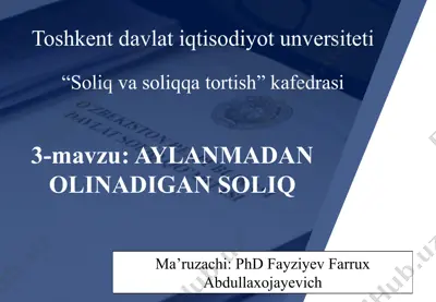 aylanmadan olinadigan soliq — PPTX