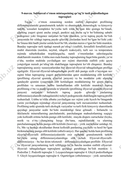 subboreal o’rmon mintaqasining qo’ng’ir tusli podzollashgan tuproqlari — DOCX