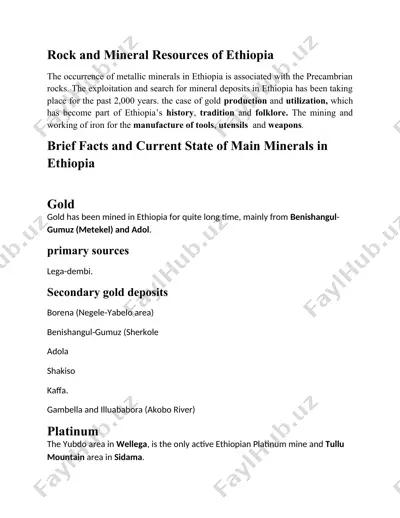 rock and mineral resources of ethiopia — DOCX