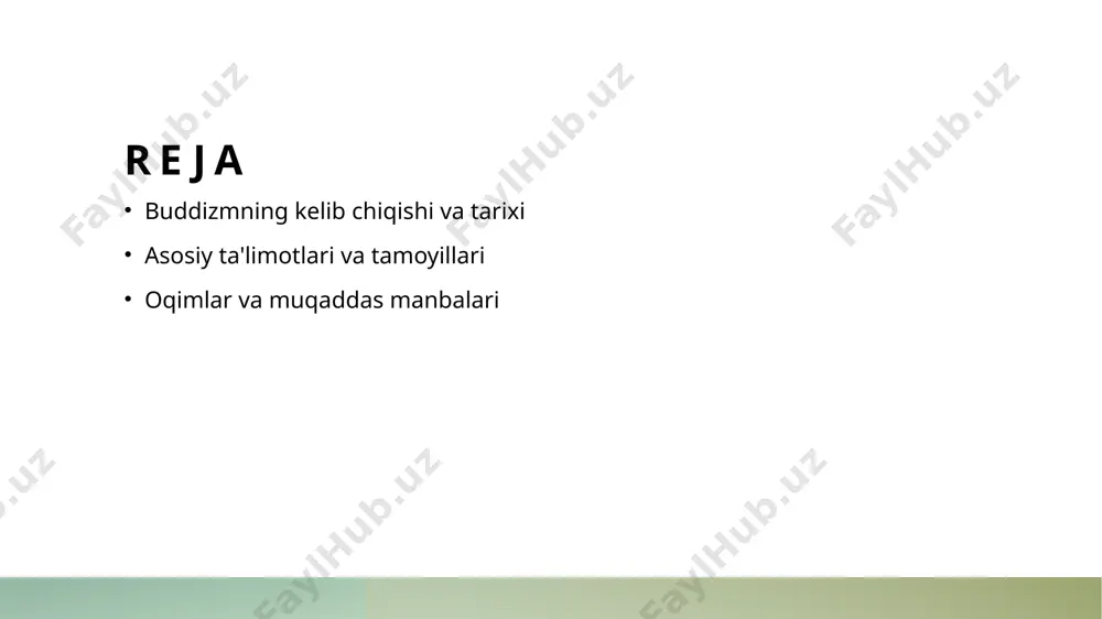 halar va qadriyatlar. 1 buddizmning maqsadi buddizmning maqsadi, insonlarning azob-uqubatlardan qutulishi va ma'naviy yuksalishi orqali nirvana holatiga erishishdir. 2 to'rt haqiqati buddizmning to'rt haqiqati, hayotdagi azoblar, ularning sabablari, azobdan qutulish yo'llari va bu yo'lni amalga oshirishni o'z ichiga oladi. 3 karma va ahloq karma printsipi, inson harakatlari va ularning natijalari o'rtasidagi bog'lanishni anglatadi, bu esa ahloqiy mas'uliyatni ta'kidlaydi. buddizmning to'rt haqiqati: hayot va o'lim tushunchalari. 1 buddizmning to'rt haqiqati - buddizmning to'rt haqiqati, hayot va o'lim tushunchalarini aniqlashga yordam beradi. bu haqiqatlar, insonlarning azob-uqubatlarini va ularni yengish yollarini ko'rsatadi. 2 azob-uqubatlar - birinchi haqiqat, hayotda azob-uqubatlar mavjudligini tan oladi. har bir inson hayotida dard, yo'qotish va qiyinchiliklarga duch keladi. 3 azobning sabablari - ikkinchi haqiqat, azob-uqubatlarning sababi, ishtiyoq va beqarorlikdan kelib chiqadi. insonning istaklari va kutilmalari, stress va azoblarni keltirib chiqaradi. karma va reinkarnatsiya: buddizmning asosiy tamoyillari. 1 karma tushunchasi - karma — bu har bir insonning amal va niyatlariga …