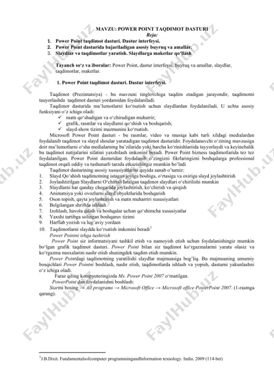 power point taqdimot dasturi — DOCX