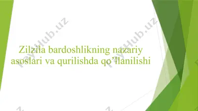 zilzilabardoshlikning nazariyasi va qurilish dasturlari — PPTX