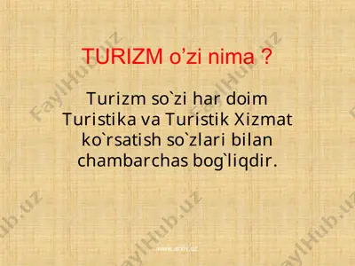 turizm haqida tushuncha — PPT