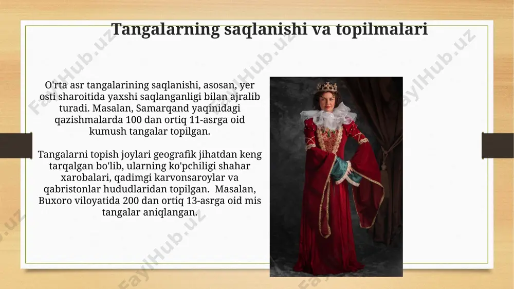 15-asrlar davomida samarqand va buxoroda tangalar pul aylanishining asosiy vositasi boʻlib, savdo-sotiq hajmini va iqtisodiy rivojlanishni belgilashda muhim rol oʻynagan. e'tiboringiz uchun rahmat @taqdimot_robot image7.jpg image8.jpg image9.jpg image10.jpg image11.jpg image12.jpg image13.jpg image14.jpg image15.jpg image16.jpg image3.png image4.png