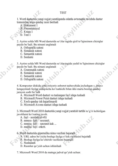microsoft word test varianti — PDF