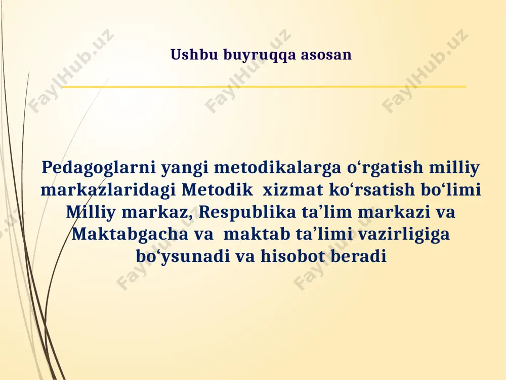 larni ilgʻor ish tajribasi va faoliyati davomida qoʻllab kelayotgan zamonaviy metodikalarni ommalashtirish tartibini takomillashtirish toʻgʻrisida” maktabgacha va maktab taʼlimi vazirining 2024-yil 7-fevralda “oʻqituvchilarni ilgʻor ish tajribasi va faoliyati davomida qoʻllab kelayotgan zamonaviy metodikalarni ommalashtirish tartibini takomillashtirish toʻgʻrisida”gi 32-sonli buyrugʻi tasdiqlandi o‘zbekiston respublikasi xalq ta’limi vazirining 2022-yil 22-avgustdagi “o‘qituvchilarning ilg‘or tajribasi va faoliyati davomida qo‘llab kelayotgan zamonaviy metodikalarini ommalashtirish tartibini tasdiqlash to‘risida” gi 279-sonli buyrug‘i o‘z kuchini yo‘qotgan metodik ishlar quyidagi bosqichlarda ommalashtiriladi: maktab tuman /shahar viloyat respublika mb-p/k mxk rtm ommalashtirish.uz platformasiga talabgorning quyidagi hujjatlari joylashtiriladi pedagogik kengash qarori (pdf) metodik ish yoki qo‘llanmasi (pdf) o‘zi to‘g‘risida ma’lumotnoma (obyektivka) diplom nusxasi metodik ishlar quyidagi bosqichlarda ommalashtiriladi: tuman/shahar miqyosida viloyat miqyosida respublika miqyosida. metodbirlashma tavsiyasi asosida pedagogik kengashda talabgorning metodik ishi qo‘yilgan talablar va baholash mezoniga muvofiq oʻrganib chiqiladi hamda maktab miqyosida ommalashtirish boʻyicha pedagogik kengash qarori qabul qilinadi. talabgor tomonidan ommalashtirish.uz platformasida joylashtiriladi. ommalashtirish.uz platformasi orqali yuborilgan metodik ish metodik …