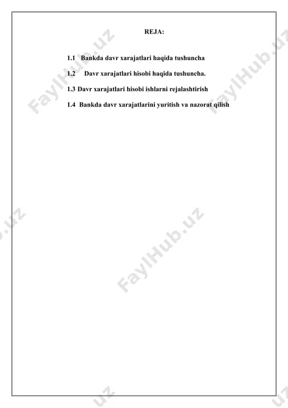 oldindan ijara haqini to’ladi. 3120 “oldindan to’langan xizmat haqi” hisobvarag’ida ushbu hisobot davrida oldindan haqi to’langan, ammo kelgusi hisobot davrlariga taalluqli bo’lgan xizmatlar hisobga olinadi. ushbu hisobvaraqda obuna bo’yicha xarajatlar va boshqalarni aks ettirish mumkin. 3190 “boshqa kelgusi davr xarajatlari” hisobvarag’ida 3110 “oldindan to’langan operativ ijara haqi” va 3120 “oldindan to’langan xizmat haqi” hisobvaraqlarida hisobga olinmagan boshqa oldindan to’langan xarajatlar hisobga olinadi. bankda davr xarajatlariga oluvchi hisobvaraqlar (3100) bo’yicha analitik hisob hisobvaraqlari xarajat moddalari va ob’ektlari (yo’nalishlari) bo’yicha yuritiladi. quyida kelgusi davr xarajatlari harakati bo’yicha muoamalalarni buxgalteriya hisobida aks ettirilishini ko’rib chiqamiz: 1) kelgusi davr xarajatlarida hisobga olinadigan ishlarni amalga oshirish uchun materiallar, tayyor mahsulotlar chiqarildi: d 3190 “boshqa kelgusi davr xarajatlari” k 1000 “materiallarni hisobga oluvchi hisobvaraqlar” yoki k 2810 “ombordagi tayyor mahsulotlar”. 2) kelgusi davr xarajatlariga tegishli bo’lgan ishlarni amalga oshirishda yordamchi ishlab chiqarishning ko’rsatgan xizmatlari: d 3190 “boshqa kelgusi davr xarajatlari” k 2310 “yordamchi ishlab chiqarish”. 3) …