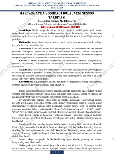 maktabgacha yoshdagi bolalarni sensor tarbiyasi — PDF