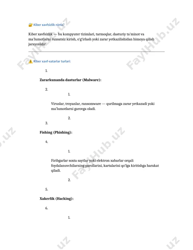 kiberxavfsizlik: ma’lumotlar uzatmasini himoya qilish va saqlash - Page 5