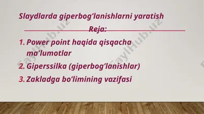 slaydlarda giperbog’lanishlarni yaratish — PPTX