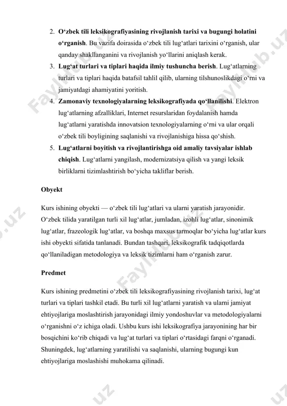 a, ya'ni soʻzlar toʻplami va ularning ma'nolarini izohlash va tasniflash, oʻzbek tili taraqqiyotining muhim bosqichi hisoblanadi. oʻzbek tili leksikografiyasining boshlanishi bir necha omillar bilan bog‘liq: 1. arab alifbosidan kirib kelgan so'zlar va ma'lumotlar: xix asrda oʻzbek tili lug‘atshunosligining ilk bosqichlari arab va fors tillaridan kirib kelgan so'zlarni izohlash va tasniflashga qaratilgan edi. oʻzbek tilida koʻplab arabcha va forscha so‘zlar mavjud boʻlib, ular diniy, ilmiy va ijtimoiy sohalarda ishlatilgan. shu sababli, bu so‘zlarni to‘g‘ri tushunish va izohlash zarurati yuzaga kelgan. 2. birlamchi lug‘atlar va dastlabki izohli lug‘atlar: oʻzbek tili leksikografiyasining boshlanishi sifatida 19-asrda ishlab chiqilgan birinchi lug‘atlar ko‘riladi. masalan, muzakkar qalam va o‘zbekcha-ruscha lug‘at (1895) kabi asarlar o‘zbek tilidagi so‘zlar va ularning ma'nolarini tartibga solish uchun muhim qadamlardan edi. 3. sovet davrida lug‘atshunoslikning rivojlanishi: 20-asrning 20-30-yillarida sovet ittifoqining til siyosati bilan oʻzbek tilida yangi leksikografik ishlanmalar yaratildi. oʻzbek tili boʻyicha ilk izohli lug‘atlar va ilmiy lug‘atlar nashr etildi. 1930-yillarda oʻzbek tilida …