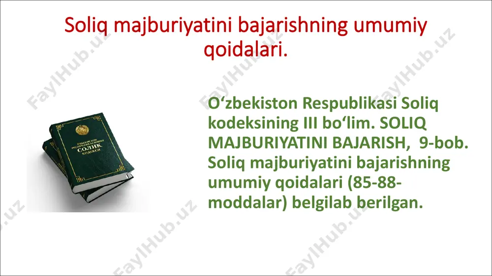 anlari tadbirkorlik subyektlarini 5 yil emas, balki oxirgi 3 yil davomidagi faoliyati yuzasidan t e k s h i r i s h i m u m k i n . b u s o l i q v a b u d j e t siyosatining 2024-yilga mo‘ljallangan asosiy yo‘nalishlari qabul qilinishi munosabati bilan soliq kodeksiga kiritilgan o‘zgartishlarda nazarda tutilgan. sol iq kodeksining 88-moddasi 2-qismiga kiritilgan o‘zgartirishga ko‘ra, soliq majburiyati bo‘yicha da’vo qilish muddati 5 yildan 3 yilga qisqartilgan, ya’ni soliq yoki boshqa vakolatli organ soliq davri tugaganidan yoki agar soliq majburiyatining yuzaga kelishi muayyan voqea yoki harakat bilan bog‘liq bo‘lsa, shu voqea yoki harakat sodir bo‘lgan paytdan e’tiboran faqat 3 y i l gacha bo ‘ lgan m uddat davom ida so l iq tekshiruvi o‘tkazishi mumkin. soliq to‘lovchilar va soliq agentlari uchun soliq majburiyati bo‘yicha da’vo qilish muddati qisqarishi, xususan, quyidagilarni anglatadi: endi ular soliq hisobotlarini va …