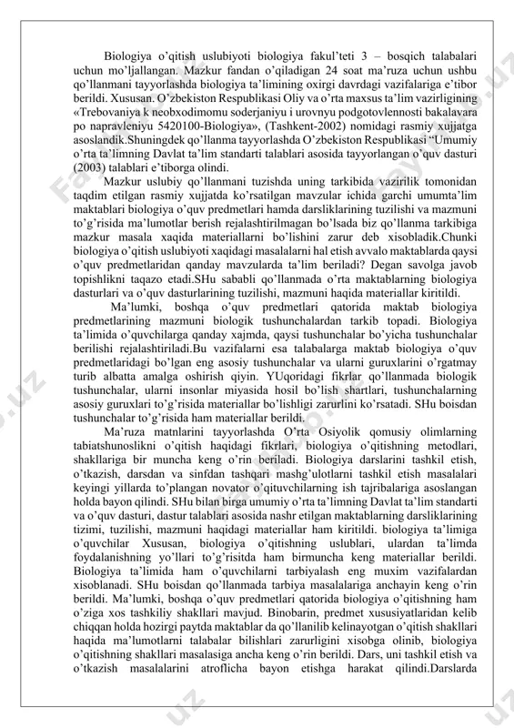 q deb topildi. ma’ruza matnlarini sodda, tushunarli qilib yozishga e’tibor berildi. biologiya o’qituvchisining kasbiy xususiyatlari insoniyat taraqqiyoti rivojlanib borgan sari asrlar jamiyatda sotsial,iqtisodiy siyosiy, madaniy va boshqa soxalarda ham chuqur o’zgarishlar sodir bo’lib boraverar ekan. kechagina tamoilga kirib, go’yoki o’zgarmas bo’lib qolgan narsalar o’zlariga endi boshqacha munosabatda bo’lishlikni talab etar ekan. insonning o’ziga, uning faoliyatiga bo’lgan qarashlar ham o’zgarib takomillashtirishlikni talab etar ekan. yangi sharoitda faoliyatda bo’lgan kishilarning sifat ko’rsatkichlari qatoriga endi uning raqobatbardoshligi, mobilliligi, o’z malakasini oshirishga bo’lgan doimiy intilishlari kabi xususiyatlari qo’shilib borar ekan. yuqoridagi talablarga ko’ra 21 asr o’qituchilari qanday kasbiy xususiyatlarga ega bo’lishi kerak degan savol paydo bo’ladi. bu savolga biz biologiya o’qituvchisining kasbiy xususiyatlariga bo’lgan talabalar asosida javob berishga harakat qilamiz biologiya o’qituvchisi o’zi dars berayotgan o’quv predmetlaridan qanchalik chuqur bilim va tajribalarga ega bo’lmasin, uning o’qituvchiga xos ahloqiy sifatlari shakllanmas ekan u to’la ma’nodagi mutahasis bo’laolmaydi. o’qituvchilik kasbi o’z mohiyatiga ko’ra ahloqiy sifatga ega …