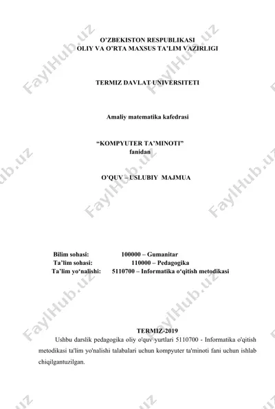 "kompyuter ta'minoti" — DOCX