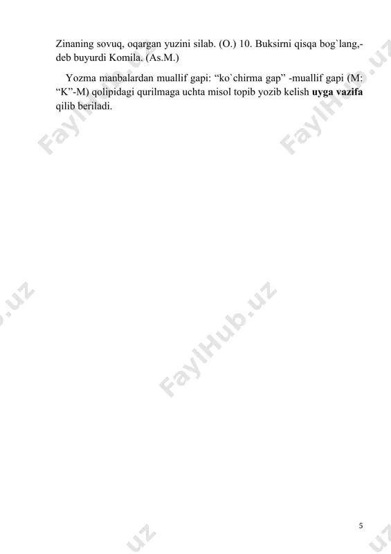 ko`chirmа gаpli qo`shmа gаplаrdа tinish bеlgilаrining qo`llаnishi. - Page 5