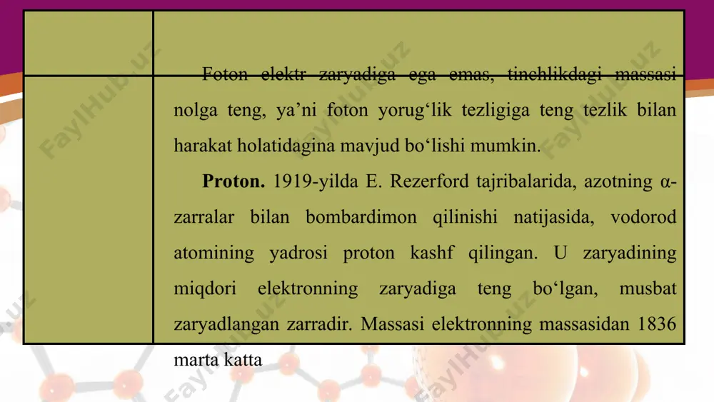 zarralar mavjudligini bashorat qilishdi. ularning fikricha, adronlar kvarklardan tashkil topgan. hozirgi kunda ularning mavjudligini tasdiqlovchi tajriba natijalari mavjud. zamonaviy nazariyalarga muvofiq yettita asosiy zarralar mavjud bo‘lib, qolganlarini ulardan tuzish mumkin. bular kvark, antikvrak, glyuon, graviton va uchta xigson. leptonlar va kvarklar yanada maydaroq zarralardan tashkil topgan degan nazariyalar ham yo‘q emas. hozirgi paytda olimlarning asosiy diqqati elementar zarralarning “standart modeli”ga qaratilgan. ayniqsa, 2012-yil 4-iyulda xiggs bozoni kashf qilingani haqidagi ma’lumotlar e’lon qilingandan so‘ng bu modelga qiziqish yanada kuchaydi. shu bilan birga “standart model”da faqat uchta: kuchli, kuchsiz va elektromagnit ta’sirlashuvlargina birlashtirilib, to‘rtinchi gravitatsion ta’sirlashuv qaralmaydi.