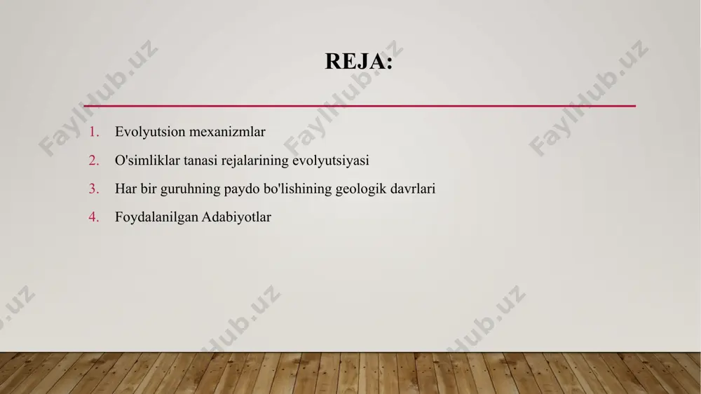it va gametofit fazalarida sodir bo'lgan tub o'zgarishlarga bog'liq. o'tkazilgan tadqiqotlar shuni ko'rsatadiki, gaploid faza ilgari ancha murakkab bo'lgan. biroq, bu tendentsiya teskari tomonga o'tdi: gametofit eng ko'zga ko'ringan bosqichga aylana boshladi. ushbu hodisa devoniyadan morfologik xilma-xillikni keskin oshirdi. har bir guruhning paydo bo'lishining geologik davrlari qoldiqlar bizni barcha tirik organizmlarning evolyutsiyasi to'g'risida aql bovar qilmaydigan ma'lumot manbai bilan ta'minlaydi, garchi u mukammal bo'lmasa ham va to'liq bo'lmasa ham. bryofitlar, qon tomir to'qimalariga ega bo'lmagan juda oddiy organizmlar ordovikdan beri ma'lum bo'lgan.eng qadimgi qatlamlar qon tomir o'simliklarning juda oddiy tuzilmalaridan iborat. keyinchalik, devon va karbon davrlarida fernlar, moxlar, otquloq va progimnospermlarning juda ko'p tarqalishi sodir bo'ldi. yosunlarning rivojlanishi yosunlar eng ibtidoiy guruhdir. ularga endosimbioz hodisasi tufayli birinchi fotosintetik hujayraning kelib chiqishi mos keladi: hujayra fotosintetik qobiliyatga ega bo'lgan bakteriyani yutgan. bu xloroplastlar evolyutsiyasi uchun etarlicha qabul qilingan tushuntirish bo'ldi va u mitoxondriyalarga ham tegishli. briofitlarning rivojlanishi bryofitlar suv o'tlaridan ajralib …