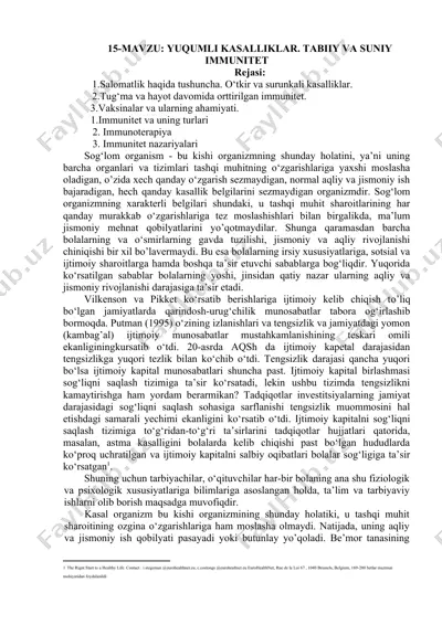 yuqumli kasalliklar. tabiiy va sun’iy immunitet — DOCX