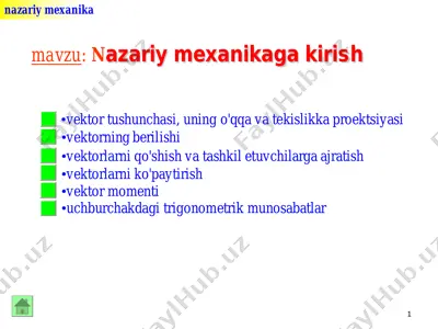 nazariy mexanikaga kirish — PDF