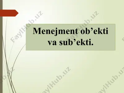 menejment tushunchasi va tarixi taqdimoti — PPTX