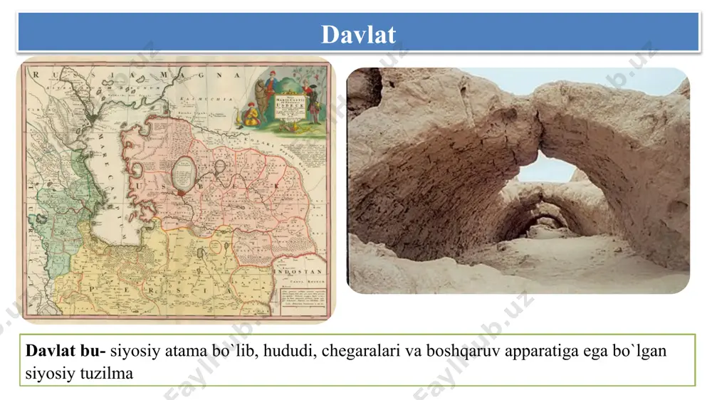 eksandr, iskandar maqduniy egalladi. iskandar qo`shinlari mil. avv. 330 – 329 yillarda afg`onistonning janubini egalladi. aleksandr mil. avv. 327 yilgacha baqtriya, so`g`diyona, marg`iyona, bekabod va xo`jandni egallaydi mil.av. 250- yilda baqtriyaning mustaqilligi tiklanadi va mill. avv. 140- yilgacha yashadi. hukmdorlari esa asosan yunon aslzodalari bo'lgan. diodot, yevtidem, demetriy, yevkradit, geleokl kabi posholari faoliyat yuritgan dovon— farg`ona vodiysidagi davlat. mil. avv. ii asr 300 ming aholi yashagan. vohada 70 ta shahar bo`lgan, poytaxti ershi shahri. dovonda yetishtirilgan «samoviy tulporlari» sharqda mashhur bo`lgan. xitoyliklar 101 yilda ershi shahrini qamal etishgan. qang` davlati- mil.avv. iii asrdan milodiy iii asrlarda yashagan. poytaxti qang`yuy. qo`shini 80 – 90 ming jangchini tashkil etgan. image1.png image2.jpeg image3.jpeg image4.jpeg image5.jpeg image6.jpeg image7.jpeg image8.jpeg image9.png image10.jpeg image11.jpeg image12.jpeg image13.jpeg image14.jpeg image15.png image16.jpeg image17.jpeg image18.jpeg image19.jpeg image20.png image21.jpeg image22.jpeg image23.png image24.jpeg image25.png image26.png image27.jpeg image28.jpeg image29.jpeg image30.jpeg image31.jpeg image32.jpeg image33.png image34.jpeg image35.jpeg image36.jpeg /docprops/thumbnail.jpeg