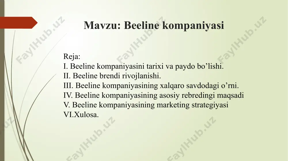 ni taklif qiladi. yana bir yil o'tgach, u birinchi marta "mobil to'lov" xizmatini taqdim etishni boshlaydi, buning natijasida mijozlar telefoniya xizmatlari uchun to'g'ridan-to'g'ri mobil telefondan to'lovlarni to'g'ridan-to'g'ri bank kartasidan yechib olish imkoniyatiga ega bo'ladilar.keyingi yillarda "bilayn" mdh mamlakatlari bozorlarida paydo bo'ldi: bu erda u gruziya, armaniston, o'zbekiston, ukraina kabi davlatlarga xizmat ko'rsatmoqda. bundan tashqari, u mamlakatimiz uchun yangi xizmat — ovozli sms-ni ishga tushiradi. ushbu davrda "interbrand zintzmeyer & lux" xalqaro kompaniyasi va "business week — rossiya" jurnali kompaniyani rossiya federatsiyasining eng qimmatli brendi sifatida baholadilar. kompaniyaning moddiy qadriyatlari • * korporativ madaniyatning moddiy qadriyatlari ostida, birinchi navbatda,ular barcha yodgorlik mahsulotlarini anglatadi.* bular: kompaniya logotiplari bilan qalamlar, krujkalar va kalit zanjirlar * moddiy korporativ madaniyatning samarali elementi kiyim-kechak-futbolkalar, beysbol kepkalari, soyabonlar, korporativ rangdagi sharflar va ramzlar va, albatta, markali"bilayn" kiyimlari, chiziqli galstuklari. * "bilayn" tarmog'idagi ko'plab do'kon sotuvchilari biron sababga ko'ra markali kiyim kiyishadi. bularning barchasi katta tizimning bir qismidir"korporativ …