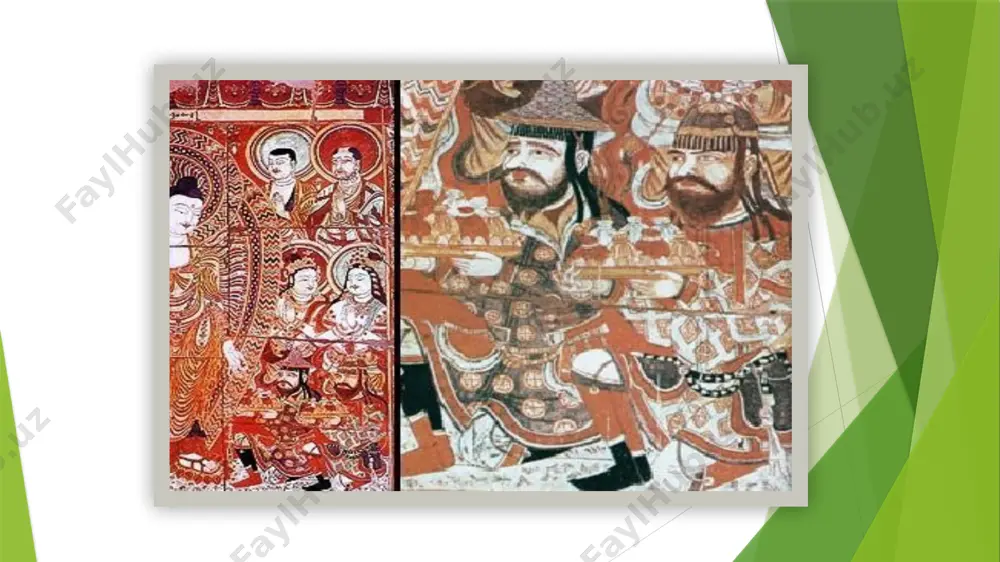 lan soʻgʻd savdogari maniax savdo kafolatlari yuzasidan muzokaralarni avvaliga eron shahanshohi, soʻngra vizantiya imperatori bilan olib borgan. oʻrta asrlarda soʻgʻd tili buyuk ipak yoʻlidagi asosiy muloqot tiliga aylangan. buddistlar, nasroniylar, manixeylar oʻzlarining diniy matnlarini soʻgʻd tiliga tarjima qilishgan. bunda ular oʻzlarining yozma anʼanalaridan foydalanishgan: buddistlardan hind alifbosi, manixeylardan arameys bosmasi, nasroniy-suriyaliklardan dastlabki umumiy maktubot, nestoriyan va yakovitlardan diniy eʼtiqod alifbolarini oʻzlashtirishgan. ammo ular aramey alifbosiga asoslangan va keyinchalik uygʻurlar tomonidan foydalanilgan ilk soʻgʻd yozuvi oʻrnini egallay olmadi. mazkur yozuv namunalari bilan dunxuandagi mulkiy hududlardan yoʻllangan "koʻhna maktublar" va zarafshon vodiysidagi mug togʻida topilgan hujjatlar yordamida tanishish mumkin. viii asr boshida soʻgʻd qutayba ibn muslimning musulmon qoʻshinidan magʻlubiyatga uchraydi va halifalikka itoat etgan holda islom dinining jugʻrofiy-siyosiy makonida qudratli savdo-hunarmandchilik markazi boʻlib qoladi. image1.jpg image2.jpg image3.jpg image4.jpeg
