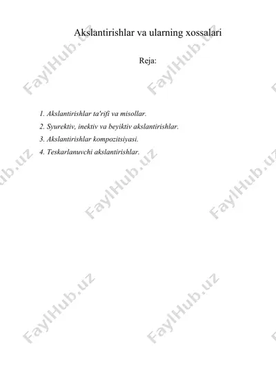 akslantirishlar va ularning xossalari — DOC