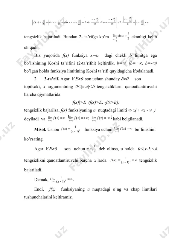 funksiyaning nuqtadagi limiti. bir tomonlama limitlar - Page 4