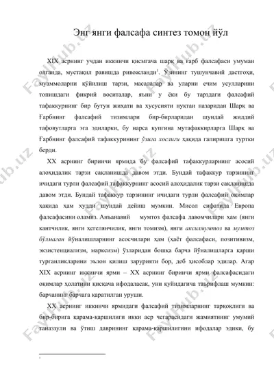 энг янги фалсафа синтез томон йўл — DOC