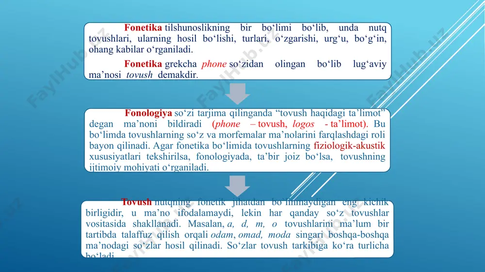 tarkibida ularni moddiy tomondan shakllantirish va ma’nosini bir- biridan farqlash vazifaviy (lingvistik) tomoni deyiladi tovushlarni birlashtiruvchi va farqlovchi belgilar zidlanayotgan ikki birlikni bir-biridan farqlash uchun xizmat qiladigan belgilar farqlovchi belgilar deyiladi zidlanayotgan birliklarning har ikkisida takrorlanadigan, ikkisi uchun umumiy bo‘lgsan belgi birlashtiruvchi belgi deyiladi. tovushlarni birlashtiruvchi va farqlovchi belgilar “d” va “t” undoshining birlashtiruvchi va farqlovchi belgilari d t birlashtiruvchi va farqlovchi belgilar til oldi portlovchi shovqinli sof jarangli va jarangsiz fonetika uchun muhim til oldi portlovchi shovqinli sof jarangli va jarangsiz fionologiya uchun muhim jarangli va jarangsiz e’tiboringizdan xursandman! /docprops/thumbnail.jpeg