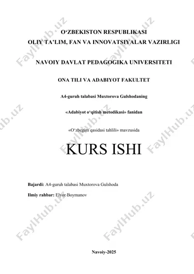 o‘zbegim qasidasi tahlili — DOCX