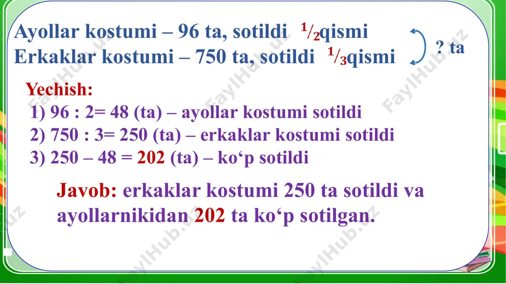 kasrlarni taqqoslashni mustahkamlash - Page 5