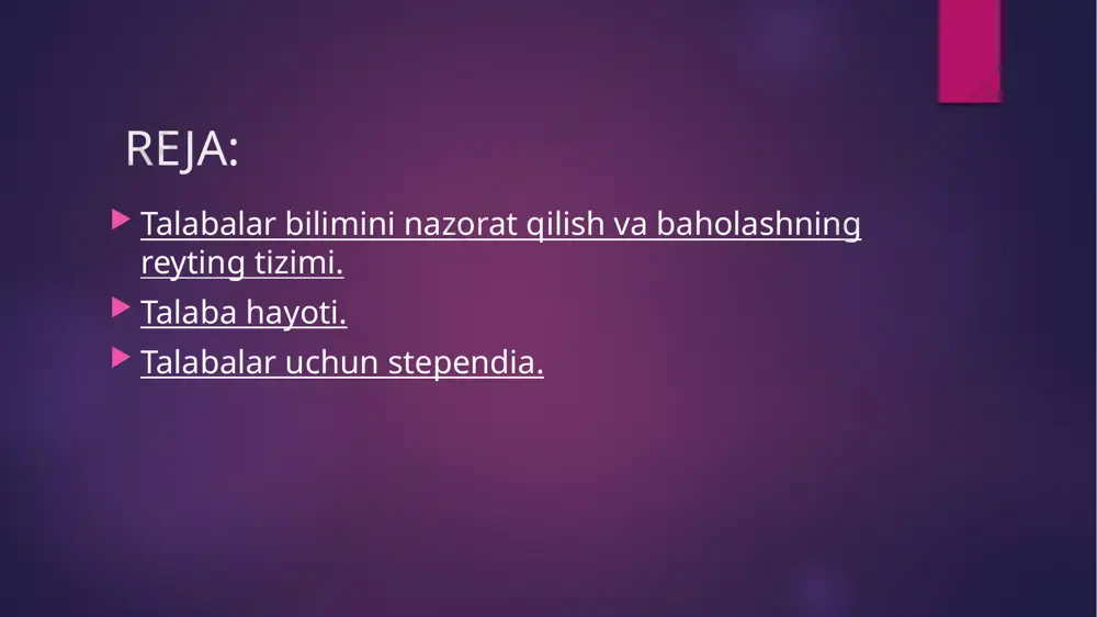 h va iloji bo'lsa, uni yaxshi bajarishdir. bilingki, faqat ma'ruza va seminarlarga boring, qolgan vaqtni o'z xohishingiz bilan o'tkazishingiz mumkin. turli xil imkoniyatlarning bunday katta to'plami ataylab qilingan, chunki universitet mustaqil kattalar hayotining boshlanish nuqtasidir. talabalar uchun stependia. 13 15 etibotingiz uchun raxmat image6.webp image7.webp image8.jpg image9.jpg image10.png image11.png image12.png image13.png image14.png image2.png image3.png image4.png image5.png /docprops/thumbnail.jpeg