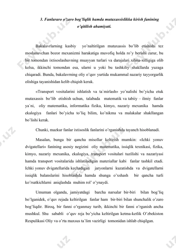 mutaxassislik bo’yicha o’rganiladigan fanlar haqida tushuncha. - Page 5