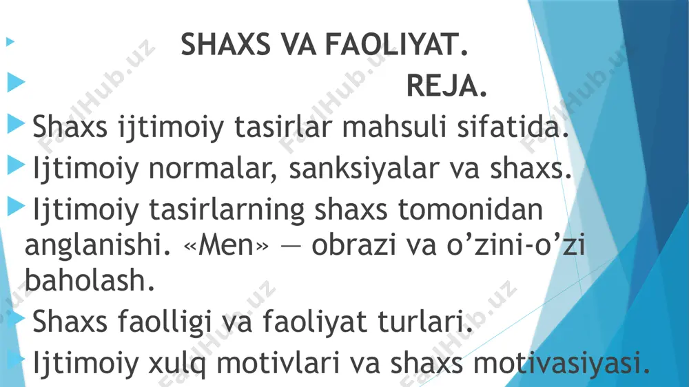 navoiy, ibn sino, beruniy kabi yuzlab sharq allomalari ham bu o’zaro bog’liqlikning falsafiy va ijtimoiy sirlarini ochishga o’zlarining eng durdona asarlarini bag’ishlaganlar. barcha qarashlarga umumiy bo’lgan narsa shu bo’lganki, odamni, uning mohiyatini anglash uchun avvalo uning shu jamiyatda tutgan o’rni va mavqyeini bilish zarur. shaxsni o’rganishning birlamchi mezoni ham shundan kelib chiqqan holda, uning ijtimoiy mavqyei, ijtimoiy munosabatlar tizimidagi o’rni bilan belgilanishi kerak. lekin, shaxs bilan jamiyat o’rtasidagi o’zaro aloqalar masalasi birdaniga, bir xil yechimga kelinmagan. bu o’zaro munosabatlar asosan ikki polyar nuqtai nazardan kelib chiqadi. nativizm yo’nalishining tarafdorlari insonlardagi barcha xususiyatlarni tug’ma xarakterga ega, deb e’tirof etadilar.(lens, gruber va boshqalar). empirizm tarafdorlarining fikricha, yangi tug’ilgan bola go’yoki «top-toza paxta»(tabula rasa), unga hayot va undagi talablar o’zining qonuniyatlarini yozadi va bola ularga so’zsiz bo’ysunishga majbur. bu yo’nalishning asoschilaridan biri dj. lokk bo’lib (1632 — 1704) uning fikricha, tug’ma fikrlar yoki g’oyalar bo’lishi g. leybnis (1646—1716) lokka e’tiroz bildirib, hayotda umuman …