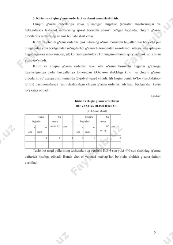 g‘azna hisobvarag‘i va undagi muomalalarni rasmiylashtirish - Page 5