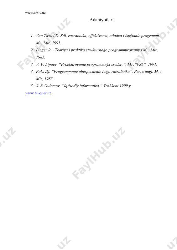programmaning asosiy xarakteristikalari. dasturni loyihalashda texnologik jarayoni - Page 5
