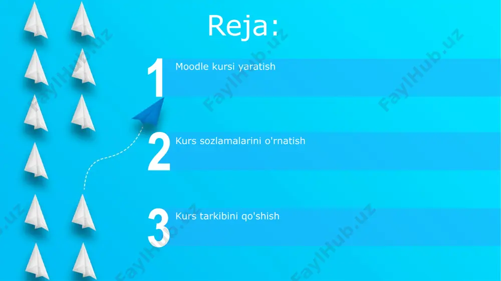 dle'ning ichki hisobot vositalaridan foydalaning va kamida 3 ta turli xil faoliyat metrikalarini (masalan, forum ishtiroki, topshiriqlarni topshirish va test natijalari) kuzatib boring. kurs materiallarini muntazam yangilab turish va o'quvchilarning fikr-mulohazalarini hisobga olgan holda 3 oyda kamida bitta katta yangilanishni amalga oshirish, kursning dolzarbligini ta'minlash va talabalar qiziqishini saqlab qolish uchun muhimdir. moodle kursini nashr etganingizdan so'ng, kamida 20 talik talabalar guruhi uchun 7 kun ichida kursning o'rtacha ko'rsatkichlarini kuzatish va tahlil qilish muhimdir, bu sizga o'quv jarayonining samaradorligini baholashga yordam beradi. baholash va ballarni hisoblash baholashda 100 balldan iborat shkala va har bir topshiriq uchun ballarni aniq belgilash, shuningdek, yakuniy bahoni hisoblashda vaznlarni qo'llash moodle'da muhim. har bir o'quv moduli uchun 30% dan 70% gacha ball ajratish orqali kurs tarkibiy qismlarining ahamiyatini aks ettirish mumkin va bu baholash jarayonini yanada shaffof qiladi. moodle'da talabalar ishlarini avtomatik baholash uchun 20 tadan ortiq turli xil baholash usullarini qo'llash mumkin, jumladan, testlar, …