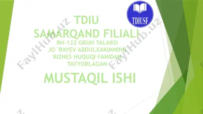 investitsiya faoliyatini huquqiy tartibga solish — PPTX