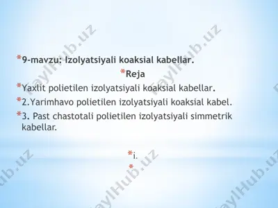 izolyatsiyali koaksial kabellar (rk-50, rk-75) — PPTX