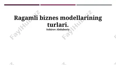 ragamli biznes modellarining turlari — PPTX