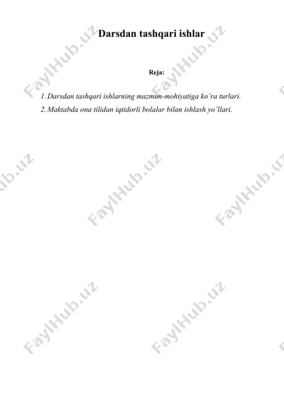 darsdan tashqari ishlar — DOCX