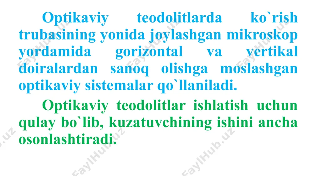 айланиш ўқи (вертикал ўқ), hh – кўриш трубасининг айланиш ўқи (горизонтал ўқ), vv–кўриш трубасининг қараш ўқи, uгuг ; uвuв – горизонтал ва вертикал доираларидаги адилаклар ўқи. кўриш ўқини текшириш (vv hh): а-лимб доира чап саноқ олиш, б- лимб доира ўнг саноқ олиш, в-қараш ўқини созлаш теодолитнинг асосий геометрик ўқлари jj–асбобнинг айланиш ўқи (вертикал ўқ), hh – кўриш трубасининг айланиш ўқи (горизонтал ўқ), vv–кўриш трубасининг қараш ўқи, uгuг ; uвuв – горизонтал ва вертикал доираларидаги адилаклар ўқи. e’tiboringiz uchun rahmat image1.png image2.jpeg image3.jpeg image4.png image5.png image6.jpeg image7.png image8.png image9.jpeg image10.png image11.jpeg image12.jpeg image13.jpeg image14.jpeg image15.jpeg image16.jpeg image17.jpeg image18.jpeg oleobject4.bin image19.wmf ^ /docprops/thumbnail.jpeg