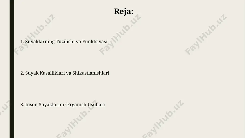 klar inson tanasining 206 tasini tashkil etadi va harakatlanishni ta'minlash, mushaklarga tayanch bo'lish va ichki organlarni himoya qilish kabi muhim vazifalarni bajaradi, masalan, bosh suyagi miyani himoya qiladi. suyaklarning rivojlanishi bolalarning suyaklari kattalardagiga qaraganda ancha yumshoq va egiluvchan boʻlib, ularning oʻsish zonasida (epifiz plastinkasida) faol hujayra boʻlinishi sodir boʻladi, masalan, uzun suyaklarning oʻsishi 18-20 yoshgacha davom etadi. suyaklarning rivojlanishi va oʻsishi d vitamini, kaltsiy va fosfor kabi minerallarga bogʻliq boʻlib, ularning yetishmasligi raxit kabi kasalliklarga olib kelishi mumkin, bu ayniqsa, afrika va osiyoning ba'zi qishloq hududlarida keng tarqalgan. suyaklarning turlari inson skeleti 206 ta suyakdan iborat bo'lib, ularning 80 tasi aks ettiruvchi (aksial) skeletga, 126 tasi esa qo'shimcha (appendikulyar) skeletga kiradi. bu raqamlar yoshga va individual farqlarga qarab biroz o'zgaradi. qisqa suyaklar, masalan, bilak va oyoq bilaklaridagi karpal va tarsal suyaklari, kub shakliga ega va murakkab harakatlarni ta'minlaydi. bunday suyaklarning soni 54 ta atrofida. sud-tibbiyot antropologiyasi sud-tibbiyot antropologiyasi yordamida, toshkentda …