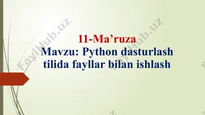 python dasturlash tilida fayllar bilan ishlash (11-ma’ruza) — PPTX