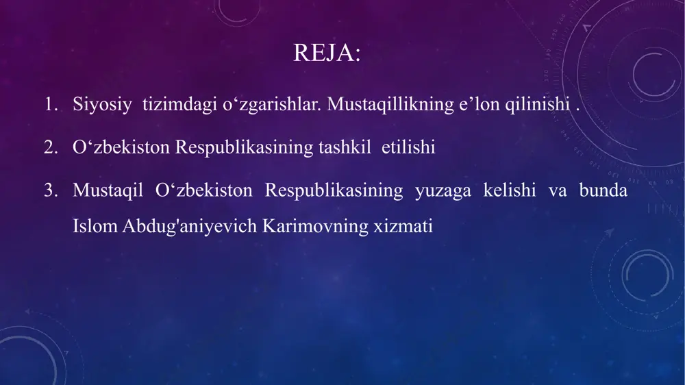 ldi. xususan, 1991 yil 15 fevralida o‘zbekiston oliy kengashi “o‘zbekistonning davlat ramzlari to‘g’risida” maxsus qaror qabul qildi. e’tiboringiz uchun rahmat image3.png image4.jpeg /docprops/thumbnail.jpeg